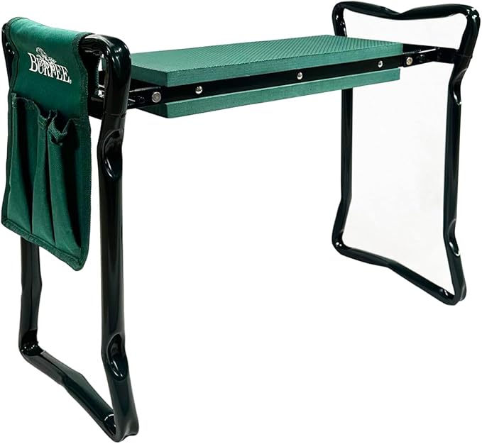 Burpee Multi-Function Garden Kneeler Seat with Padded Cushion and Detachable Tool Bag Versatile Garden Stool with Foldable Frame Ideal for Outdoor Gardening Enthusiasts (Green)