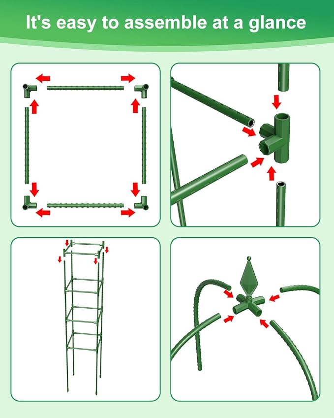 Garden Trellis for Climbing Plants Outdoor &amp Indoor - 2 Pack 6Ft Tall Rustproof Plant Support Cage for Vines Flowers Vegetables Roses | Heavy-Duty Adjustable &amp Decorative