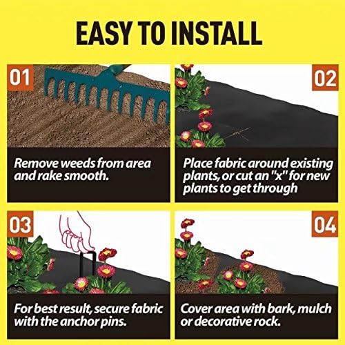 Petgrow Heavy Duty Weed Barrier Landscape Fabric for Outdoor Gardens Non Woven Weed Blockr Fabric - Garden Landscaping Fabric Roll - Weed Control Fabric in Rolls(4FTx250FT)