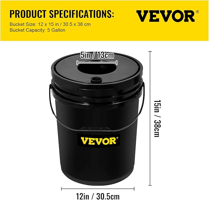 VEVOR DWC Hydroponic System 5 Gallon 8 Buckets Deep Water Culture Growing Bucket Hydroponics Grow Kit with Pump Air Stone and Water Level Device for Indoor/Outdoor Leafy Vegetables