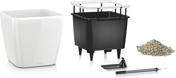 Lechuza Quadro LS 50 Black High Gloss Self-Watering Large Square Planter H18.5 L19.7 W19.7 in