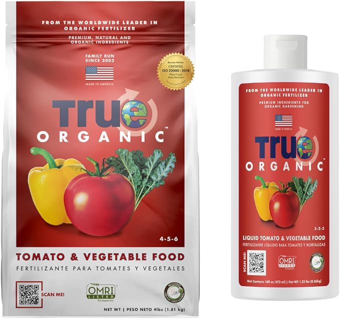 True Organic Tomato &amp Vegetable Food + Liquid Tomato &amp Vegetable Food Bundle - CDFA OMRI Listed for Organic Gardening – Organic Fertilizer Set