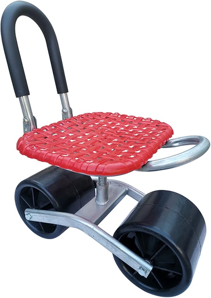 Garden Cart Stool on Wheels Rolling Work Seat Garden Work Bench Garden Folding Kneeler Seat Chair Pad Height Adjustable Swivel seat for Garden Outdoor Yard