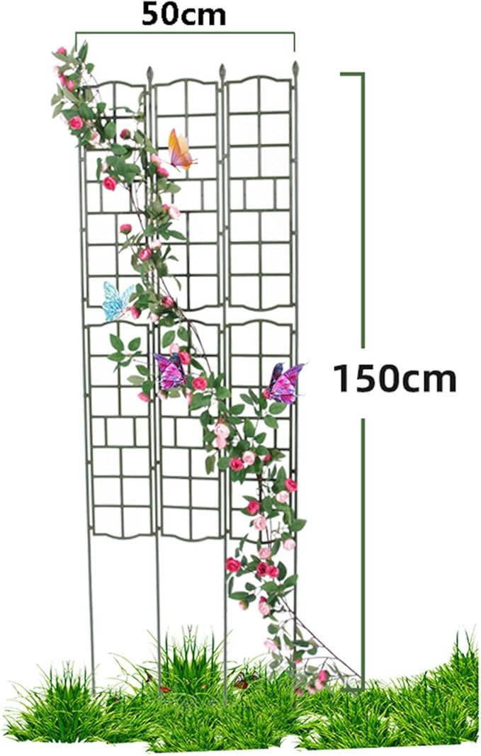 Garden Trellis for Potted Plants Foldable Plants Support Lattice Fence Vertical Panels Trellis for Climbing Plants Vegetables Flowers Roses Clematis Green(Size:50x150cm(19.7x59in))