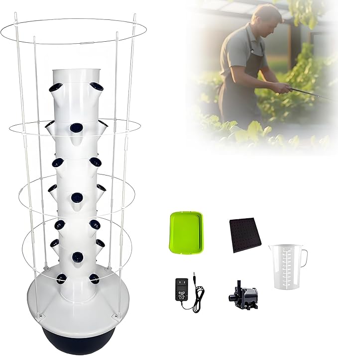 Hydroponics Growing Tower System with Plant Climbing Frame Plant Vertical Planter Germination Kit Indoor Smart Garden Vegetable Plant Kit for Gardening Lover 9Layer