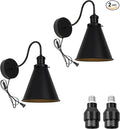 2-Pack Hook Mounted Plant Light Full Spectrum 4500K 10W Adjusted Light Beam Range 15-60 Degree Vintage Cone Shade Goose Neck Wall Lamp for Indoor Plants Flowers Growing