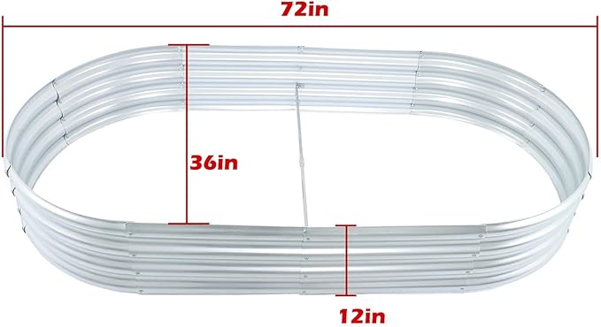 6x3x1Ft Iron Raised Garden Bed for Flowers Planting Vegetables Silver Flower Box Center with Crossbar 2Pcs