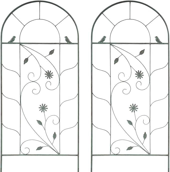 2-Pack Metal Garden Trellises for Climbing Plants 20x83 inch Decorative Garden Fencing Flower Trellis for Vine Vegetables Roses in Patio Yard Outdoor-Decoration Arched-Fence-Trellis