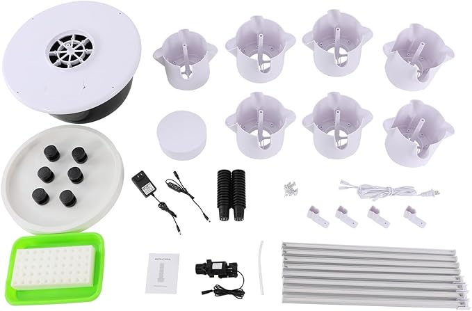 Vertical Hydroponics Growing System Kit 28-Plant Hydroponics Growing Tower with Led Lighting 24-Hour Cycle Timer H.Max 18.04ft Q.Max 211.33Gal/h for Fruits Vegetables Indoor Gardening