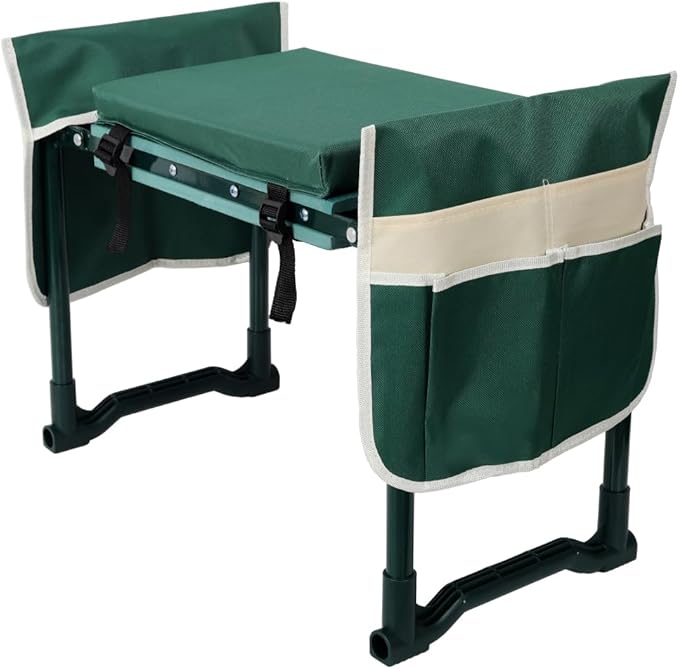 Garden Kneeler and Seat Bench with 2 Free Tool Pouch Foldable Stool EVA Foam Pad with an Extra Soft Wider Cushion and Large Tool Bag for Gardeninng Lovers
