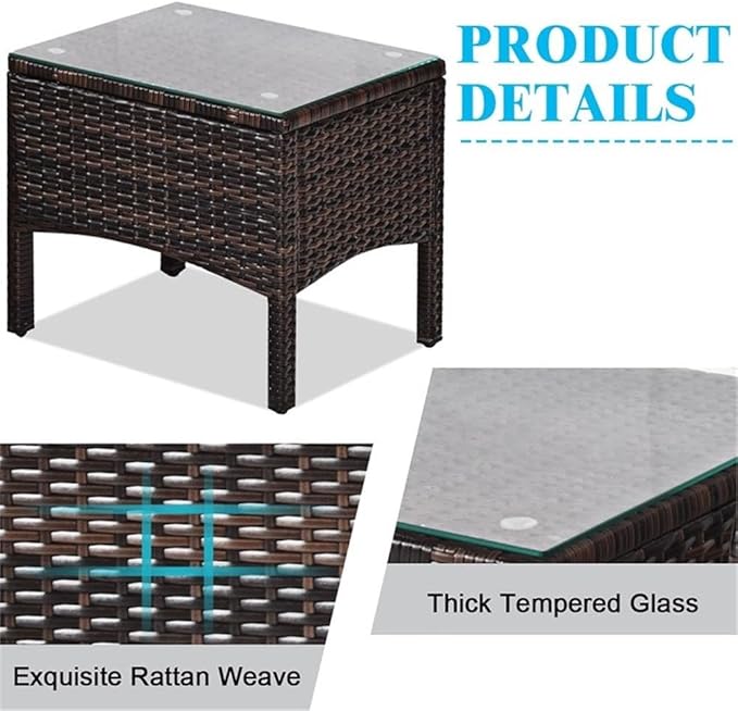 Pemberly Row 3-Piece 26'' Rattan Conversation Set Outdoor Seating Ensemble Built for Casual Comfort and Interaction Turquoise