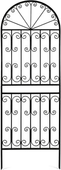 SCENDOR 1 Pack 82.7 H x 26.7 W Extra Tall Arched Metal Garden Trellis - Heavy-Duty Black Iron Scrollwork Fence for Climbing Vines Roses and Ivy - Decorative Privacy Screen for Patio and Backyard