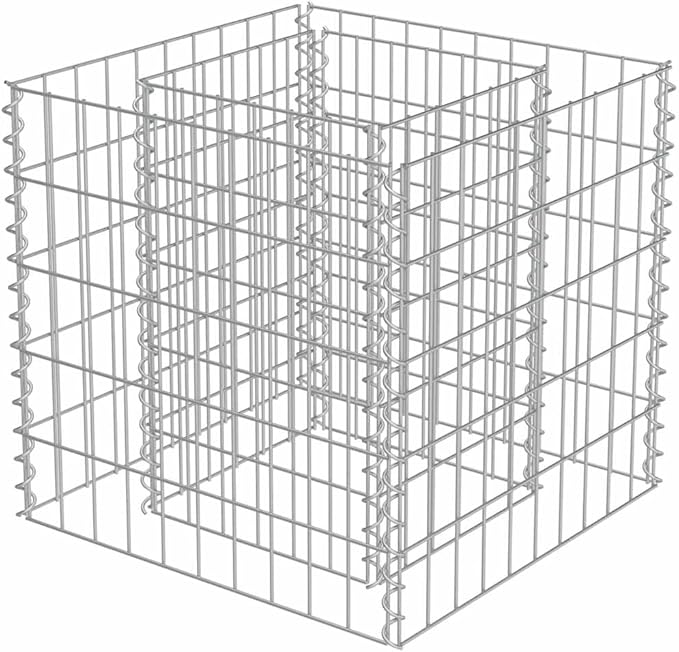Gabion Raised Bed Silver Galvanized Steel 19.7x19.7x19.7 inch Cubic Outdoor Planter for Garden Patio Heavy Weight Endurance Rust Resistant