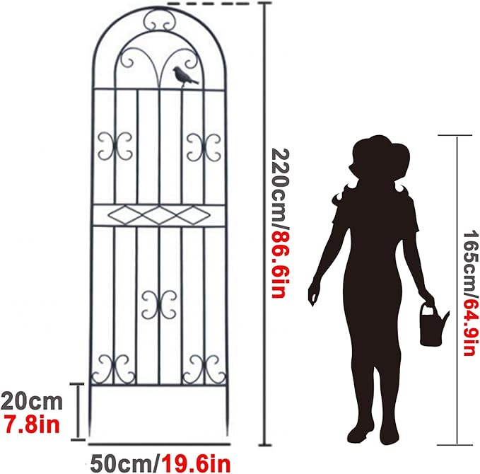 LTSRLL Large Metal Garden Trellis Plant Screen - Indoor Outdoor Flower Stand Rose Trellis - Rustproof/Weatherproof/Easy to Assemble(White220x50cm)