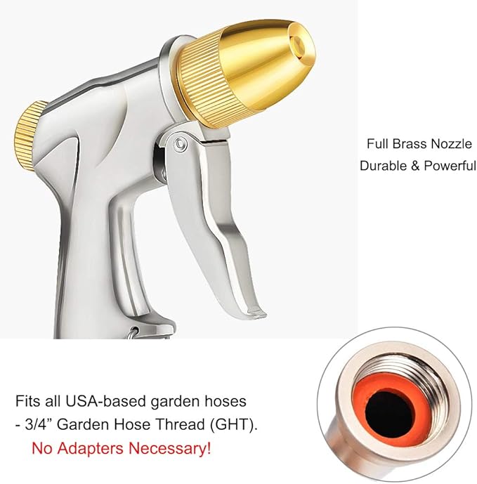 FANHAO Upgraded Garden Hose Nozzle Sprayer 100% Heavy Duty Metal Handheld Water Nozzle High Pressure in 4 Spraying Modes for Watering Plants and Lawn Car Washing Patio and Pet