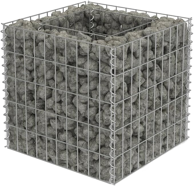Gabion Raised Bed Galvanized Steel Gabion Planter Raised Bed Wire Fencing Patio Flower Plant Basket Rock Stone Fill Mesh Fence 19.7x19.7x19.7-351