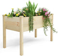 BIRASIL Outdoor Raised Garden Bed Wood Planter Box for Vegetable Flower Elevated Reinforced Large Garden Planters Boxes for Backyard Patio Gardening Balcony (48.5”L Natural Wood)