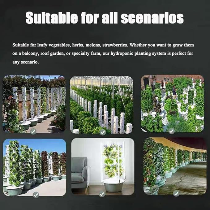 Indoor Hydroponic Gardens Tower with Led Grow Lights Hydroponic Tower with Hydrating Pump Adapter Net Pots Tower Garden Hydroponics Growing for Herbs and Vegetables(Nine Floors)