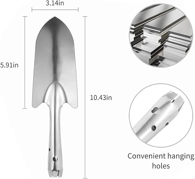 Soil Sifter for Gardening | Soil Sieve Stainless Steel with 5 Replaceable Mesh Screens - Size 8in Diameter 1/3/6/9/12mm Stackable Sifting Pan Sand Sieve with Shovel