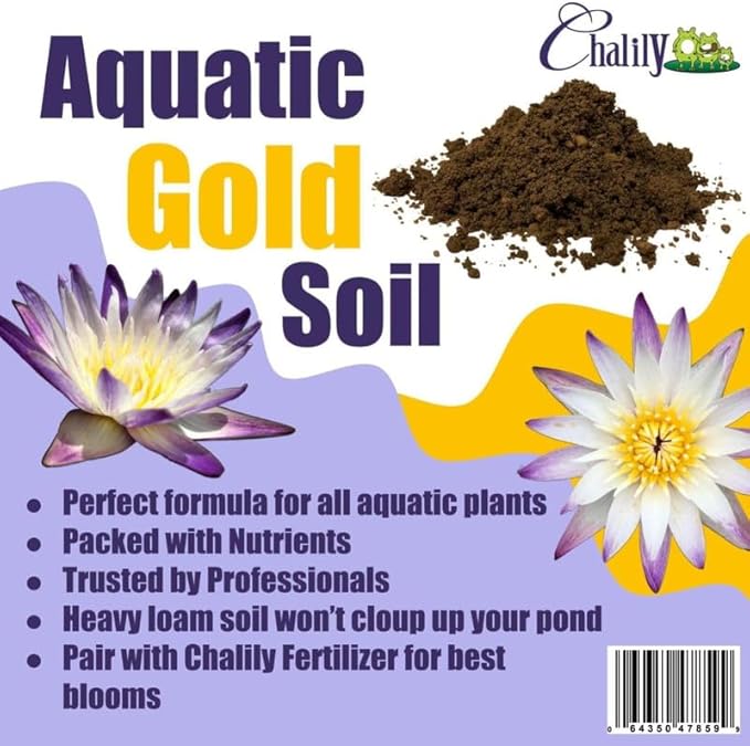 Chalily Aquatic Planting Bundle for Waterlilies Bog Plants Lotus Easy Water Lily Plant Kit Hardy Tropical Waterlily Kit Pond Water Feature Garden Aquatic Soil Pond Plants (16qt Soil 4 of 10” Pot)