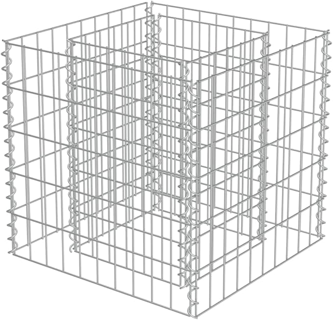 Gabion Planter Raised Bed Outdoor Garden Galvanized Steel Wire Mesh Grid Stone Wall Flower Raised Bed for Vegetables Flowers Plants 19.7 x 19.7 x 19.7