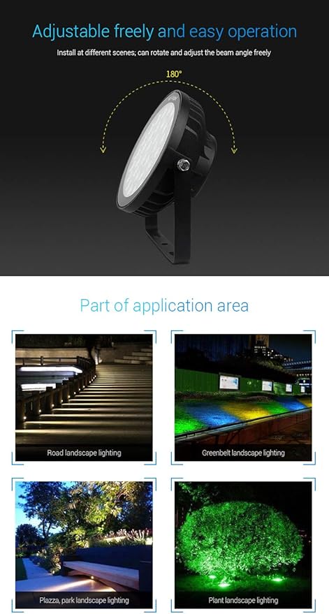 LGIDTECH FUTC05 25W RGB+CCT Outdoor LED Landscape Garden Spotlight AC100-240V Million Colors ChangingColor Temperature AdjustableMemory Function.RemoteWall PanelHub is Sold Separately