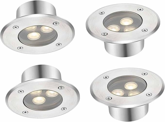 4PCS IP68 Waterproof Submersible LED Pool Lights - 3W Ultra Thin Round Recessed Underwater Fountain Landscape Spotlights Warm White AC 24V for Pond Lighting