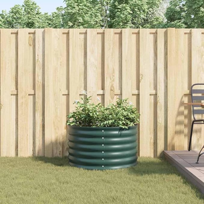 Steel Planter Raised Bed Metal Flower Box Planter Raised Beds Outdoor Garden for Planting Fruit 31.5x31.5x17.3 Green-903
