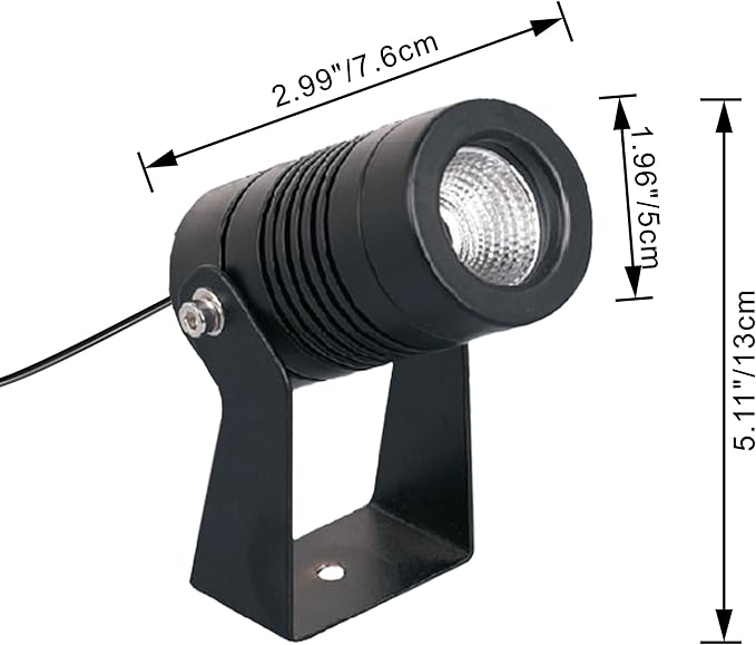 Kiven LED Indoor/Outdoor Waterproof Spotlight Dimmable Porch Light with 9.84 FT Plug-in Cord and Remote Control Plug in Accent Light with Vinly Siding Hooks for Plants Porch Garden 7W