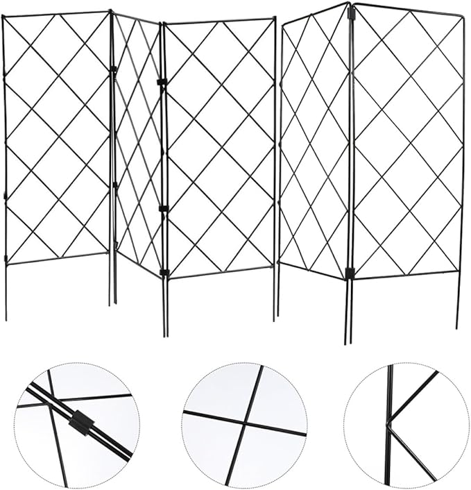5pcs Black Garden Trellis Plant Support Set Foldable Climbing Plant Frame 20x53cm Outdoor Indoor Vegetable and Flower Climbing Plant Frame