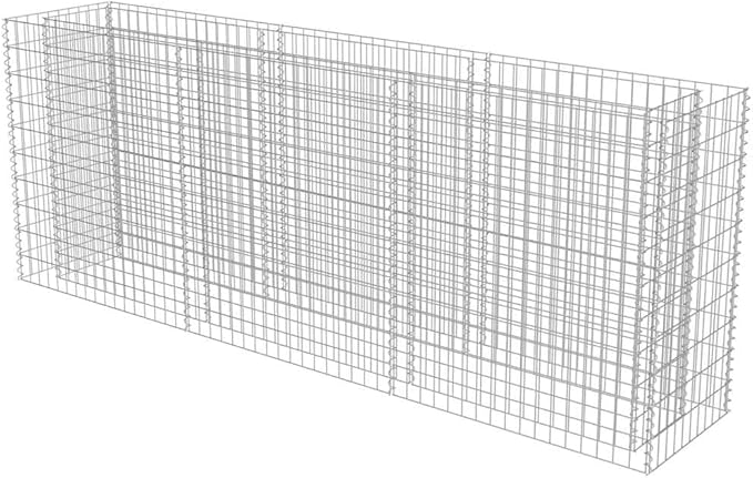 Gabion Raised Garden Bed Silver Galvanized Steel Large 106.3x106.3x39.4 Inch Durable Metal Planter Box for Outdoor Plants Gardening
