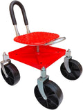 Generic Garden Trolley Rolling Seat Garden Chair Anti Slip Woven PP Seat 360° Rotating Gardening Stool for Gardener Planting Outdoor red