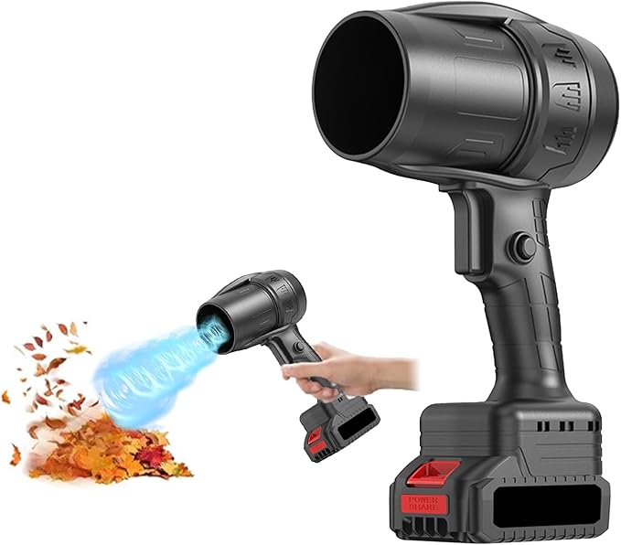 Electric Leaf Blower Cordless: 33000RPM Portable Leaf Blower Cordless with Battery and Charger - Hand Held Blowers for Lawn Care Patio (2 * 21v Batteries and 1 Charger Included) (Black)