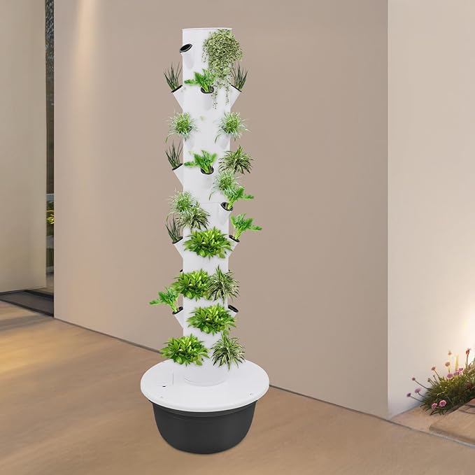Hydroponic Growing System 36-Plant Vegetable Planter Tower Outdoor Indoor Garden Vertical Planter Germination Kit with Water Pump Intelligent Water Circulation &amp Loop Timer