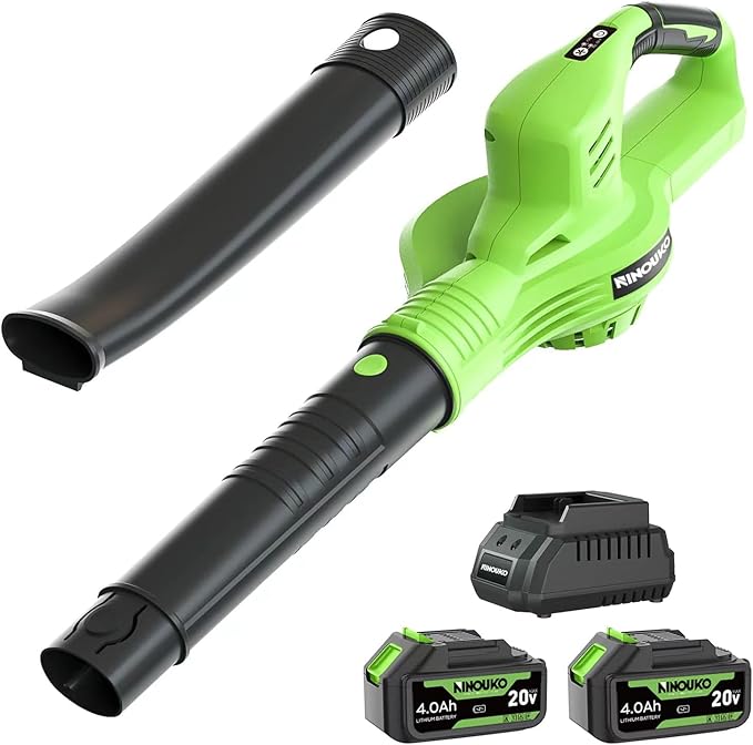 Leaf Blower Cordless 20V Electric Cordless Leaf Blower with 8000mAh Battery and Charger 2 Speed Modes 150MPH Lightweight Battery Powered Leaf Blowers for Lawn Care Patio Blowing Leaves and Snow
