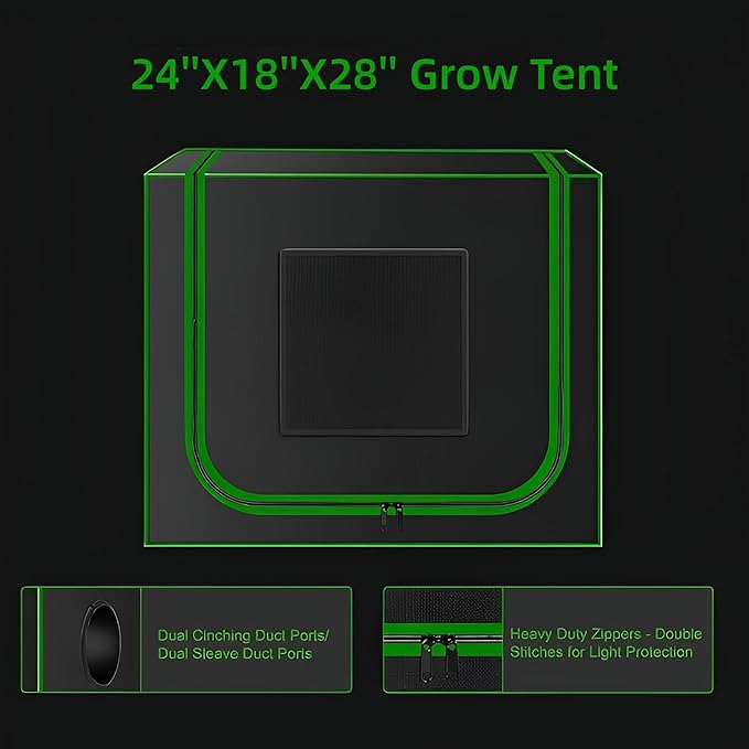 MELONFARM Small Grow Tent for Aerogarden24”x18”x28” Hydroponics Growing System Highly Reflective 600D Diamond Mylar Canvas with Ventilation window and Floor Tray for Hydroponic Indoor Plant Growing
