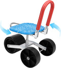 Garden Seat with Wheels 360 ° Rotation and Adjustable Height Rolling Garden Work Seat for Patio Yard Orchard Farmland 3 Wheels