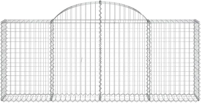 Gabion Basket Set of 2 Silver Galvanized Iron Large Rectangular 78.7x11.8x31.5 Inch Outdoor Garden Retaining Wall Durable Landscape Barrier