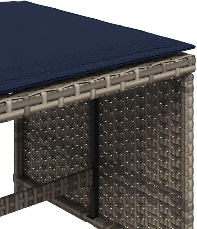 vidaXL Garden Stool Grey PE Rattan Powder-Coated Steel 157x157x138 in