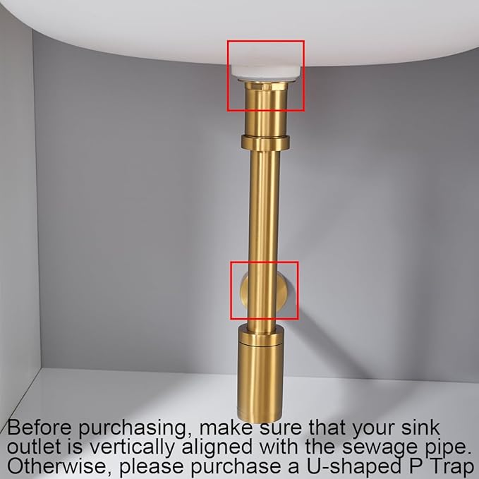 RANDOM Brass P Trap with Bathroom Sink Stopper Kit Without OverflowChampagne Bronze U-Shape 1-1/4 inch Sink Trap with 11.6″ Slip Joint Extension TubeAdjustable Height Sink Drain Bottle P-Trap Kit