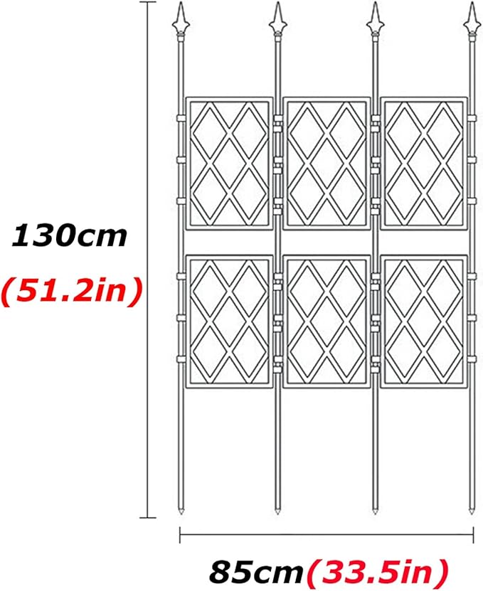Outdoor Garden Trellis with PE Coated Steel Pipe Metal Plant Trellis Fence for Potted Plants Climbing Plants for Outdoor Patio Lawn Yard Backyard Wall Decoration(85x130cm)