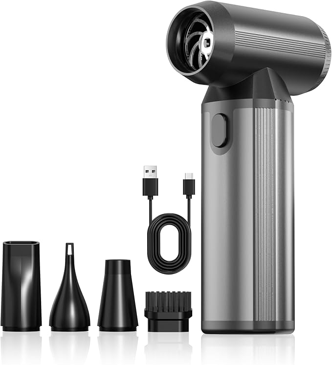 Electric Air Duster 180000RPM Super Power Cordless Air Duster with LED Light 3-Gear Adjustable Mini Blower with Fast Charging Dust Blower for Cleaning Computer Keyboard Car House and Outdoor
