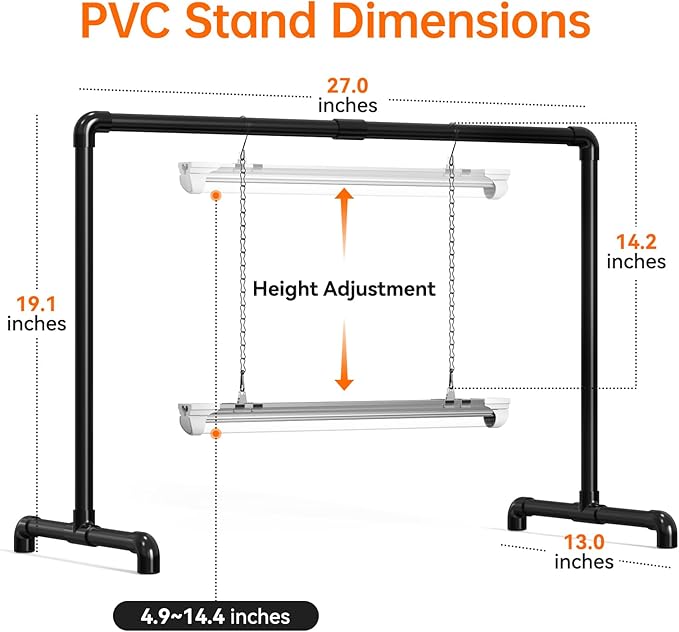 Bstrip Grow Light Stand 1.3ft 18W Grow Light for Indoor Growing Full Spectrum LED Plant Light for Seed Starting Height Adjustable 27.0 L x 13.0 W x 19.1 H