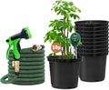 5 Gallon Nursery Pots (10-Pack) + 50ft Garden Hose with Spray Nozzle + 3-in-1 Soil Tester for Moisture/Light/pH | All-in-One Gardening Kit for Indoor/Outdoor Plants Gardening Gifts for Women