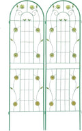 2-Pack Metal Garden Trellis for Climbing Plants Outdoor Flower Support Decorative Outdoor Trellis Green Green