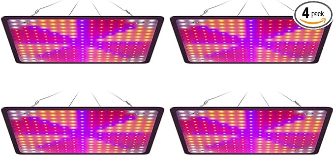 4PCS 2000W Growth Light for Indoor Plants 225Leds Grow Light Full Spectrum Plant Growing Lamp for Indoor Cultivation Greenhouse Grow Tent Hydroponics with Dimmable Lights Levels US Plug with Hook