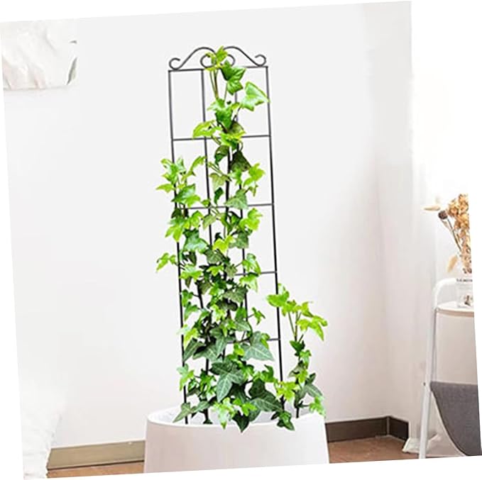 Uonlytech 4pcs Metal Garden Trellis Plant Support Stakes Climbing Vine Frame for Indoor Outdoor Potted Plants 50x15cm Black Climbing Houseplant Stem Supports