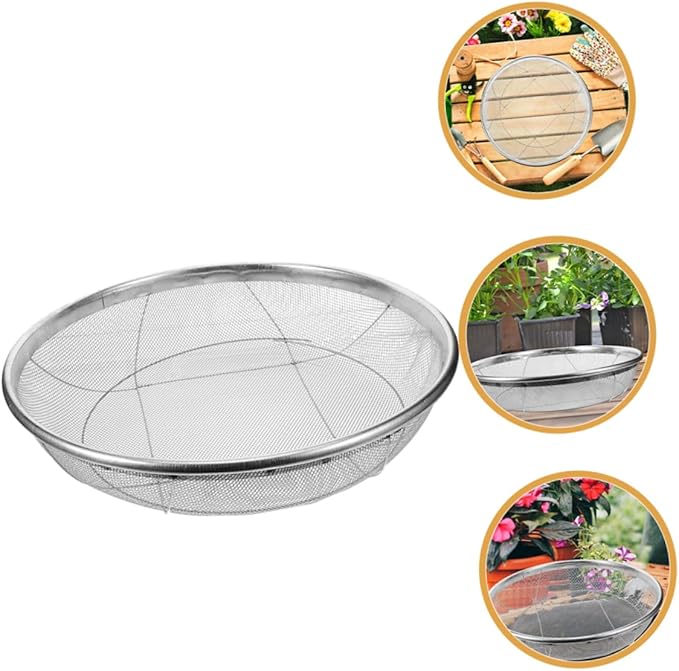Garden Soil Sifter Stainless Steel Sieve for Rocks Dirt and Compost Manual Gardening Tool Diameter and Mesh for Efficient Soil Filtering