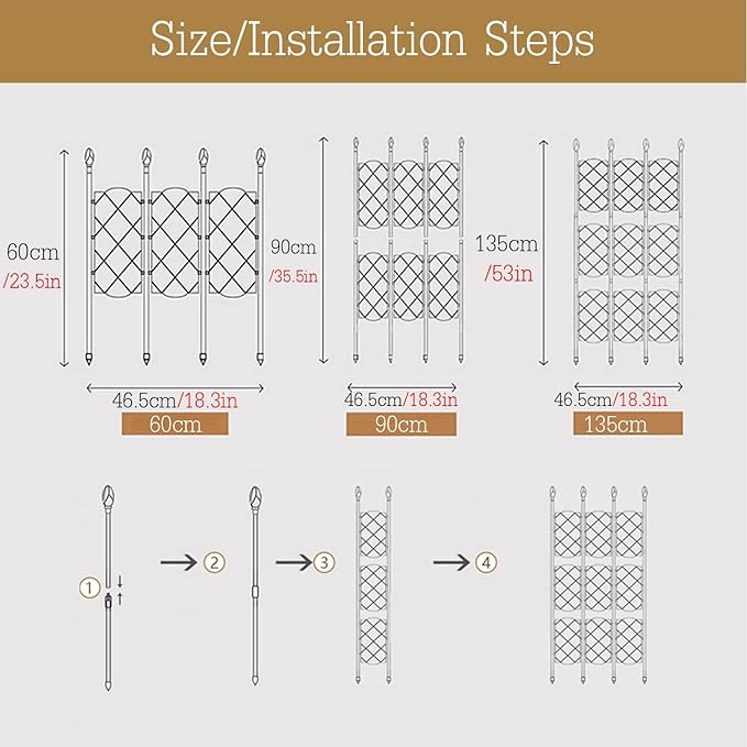 Garden Trellis for Climbing Plants Adjustable Plant Trellis Support Black Climbing Stand Rack for Vegetables Flowers Fruit (Size : 46.5x135cm/18.3x53in)