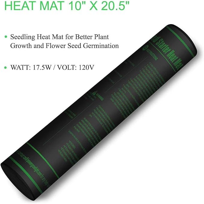 iPower 24W 2 Feet T5 Fluorescent Grow Light Stand Rack (6400k) and 10 x 20.5 Seedling Heat Mat and 40-108 Degrees Fahrenheit Digital Heat Mat Thermostat Controller Combo Set for Seed Germination